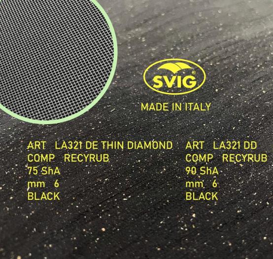 Preview: THIN DIAMOND 321 in RECYRUBBER75 Absatzplatte, 6 mm, schwarz - weich